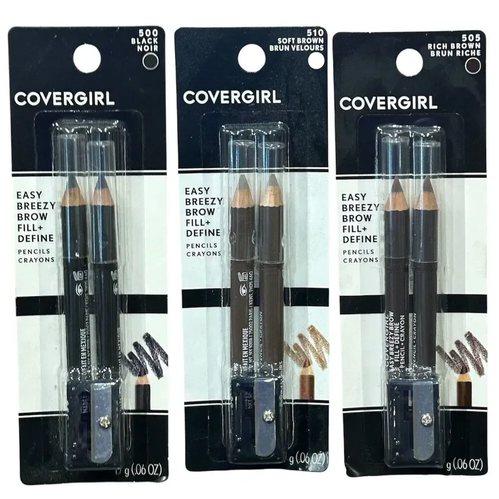 3x CoverGirl Easy Breezy Brow Fill Eye Pencils 510 505 500